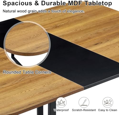 7-Piece Dining Table Set for 6,Modern Dining Room Table Set for 6 with Cushioned Chairs,59" Wood Kitchen Table Set for Home, Apartment,Office,Conference Room,Small Spaces, Space-Saving