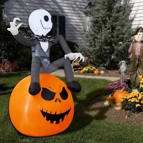 6 Ft Inflatable Halloween Yard Decorations - Outdoor Blow Up Yard Pumpkin Decor - Built-in LED Lights for Outdoor Halloween Lawn Decor