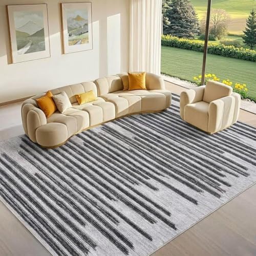 GarveeHome 8x10 Washable Living Room Rug Modern Striped Non Slip Carpet