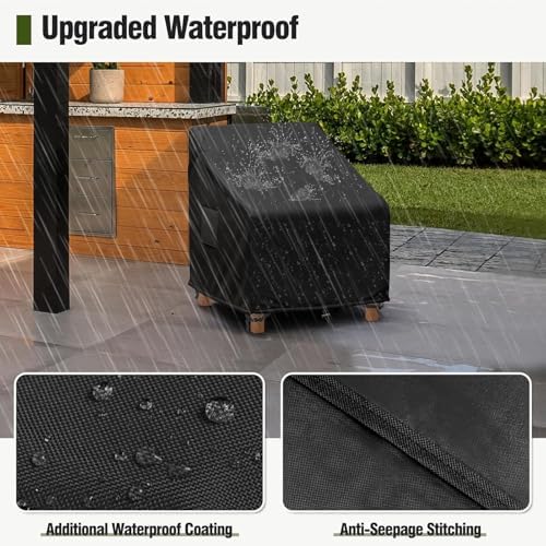 MR. COVER Patio Chair Covers Waterproof, Outdoor Furniture Covers for Rocking Chair, Heavy Duty Anti UV Chair Cover, Fits up to 35"W x 40"D x 35"H, Air Vent and Handles Included,Black, 2 Pack