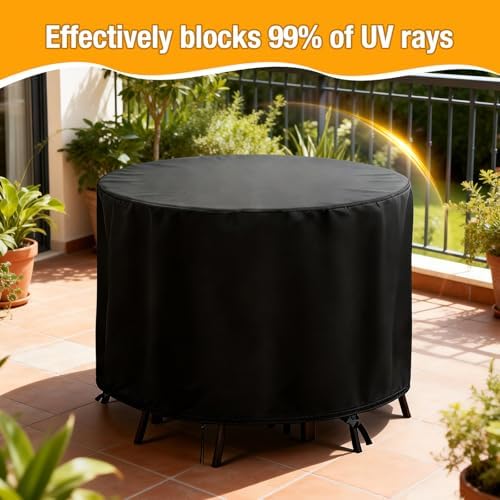 POMER Round Patio Furniture Set Cover,Outdoor Round Table Cover 72"D x 43"H