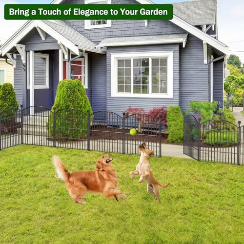 10 Panel No Dig Decorative Garden Fence with Gate 24" H x 20'L Dog Barrier