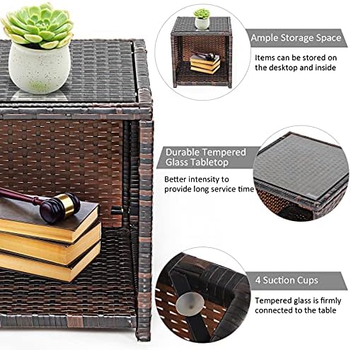 Tangkula 3-Piece Outdoor Furniture Set, Patio Wicker Conversation Set, Grey