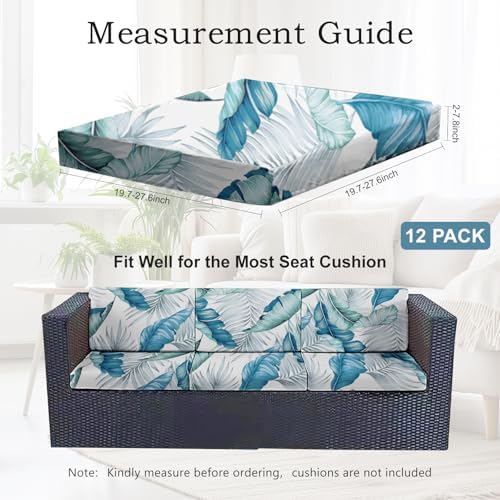 CALBODE 12Pcs Stretch Patio Cushion Covers Outdoor Couch Cover Replacement,Outdoor Sofa Covers for Patio Couch,Washable Furniture Cover (Tropical Flavor,Cushions Not Included)