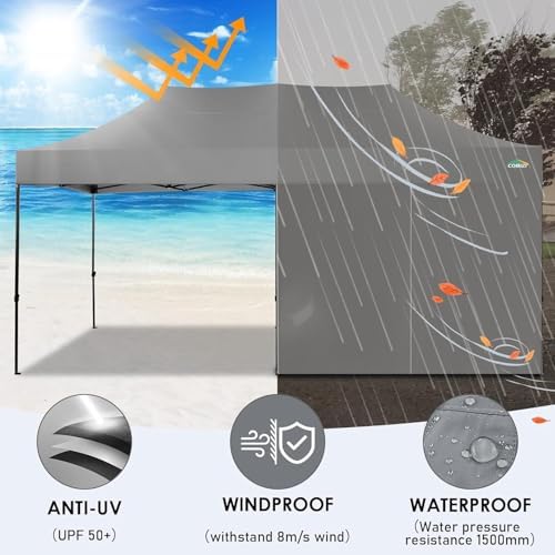 COBIZI 10x20 Heavy Duty Pop Up Canopy Tent with Sidewalls, Easy Up Canopy