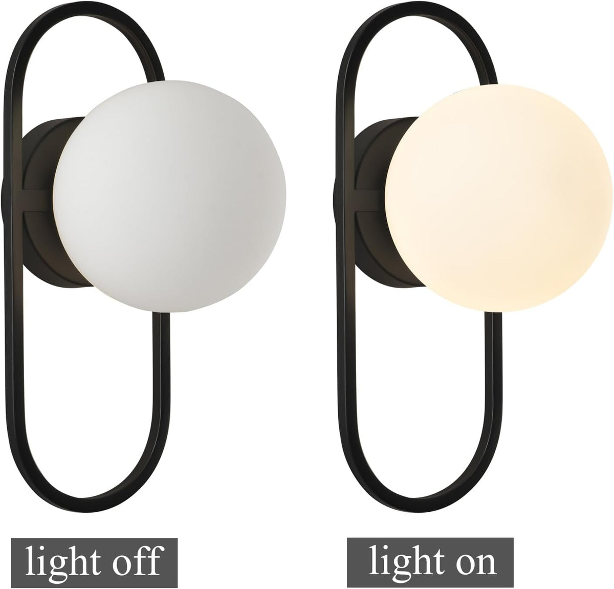 SeeU Black Wall Sconces Hardwired Globe Glass Shade Wall Light Set of Two