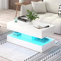 Verano Garden Modern High Gloss LED Coffee Table, 2-Tier Center Table