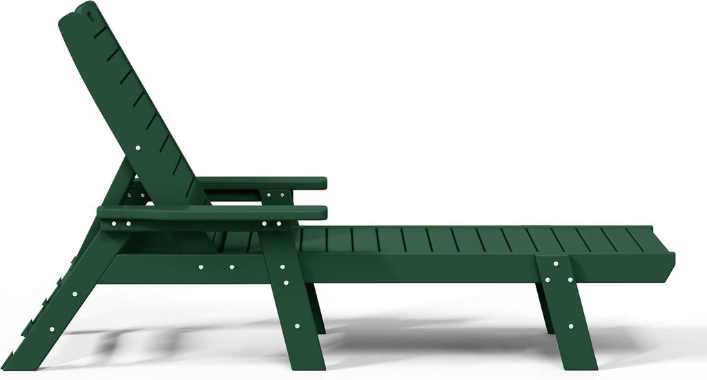 HDPE Laguna Poly Reclining Chaise Lounge, Dark Green