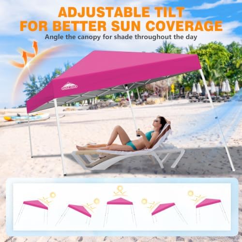 EAGLE PEAK 10x10 Slant Leg Pop Up Canopy Tent, Pink
