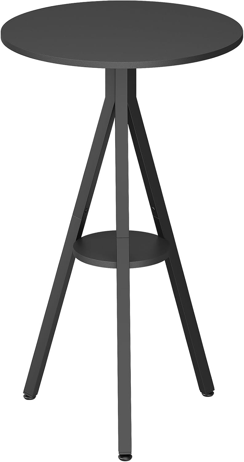 YATINEY Bar Table, 2-Tier Round Pub Table, Counter Height Cocktail Table for Small Spaces, Dining Room, Cafe, Pub, Black BT12BB