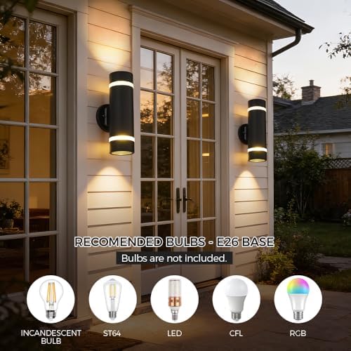 Cerdeco 13" Stainless Steel Modern Outdoor Wall Sconce Cylinder Porch Light