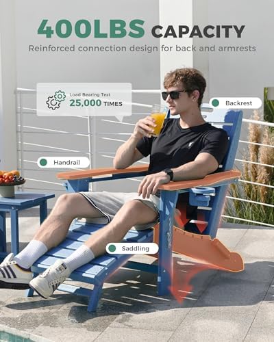 Adjustable Adirondack Chair,Outdoor Fire Pit Chair，NavyBlue