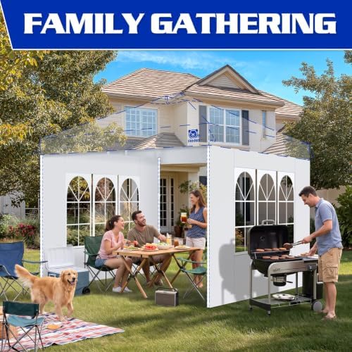 FANPAT Church Sidewalls for 10x10 Pop Up Canopy, White(3Pcs Sidewalls Only)