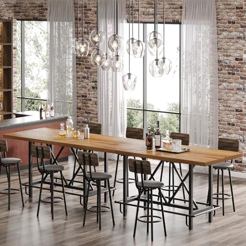 Tribesigns 63-Inch Counter Height Bar Table with Metal Footrest (Light Oak)