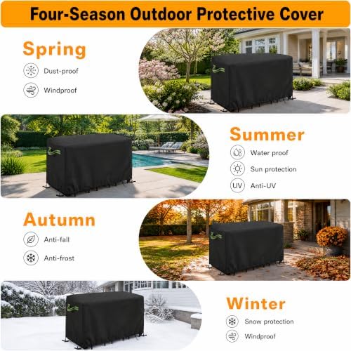 Outdoor Bar Height Dining Set Cover, Waterproof Heavy Duty Patio Table and Chair Cover, 600D Oxford Rectangular Outdoor Furniture Protector for 76" L x 34" W x 42" H Bar Set