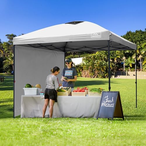 KAMPKEEPER Outdoor Pop-Up Canopy Tent with 2 Sidewalls, White, 10 x 10 Ft