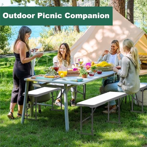 6ft Folding Bench 2 Pack for Picnic Party Camping, 650lbs Capacity