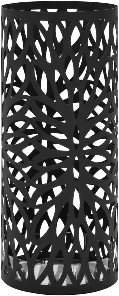 vidaXL Elegant Steel Umbrella Stand in Black - Durable Powder Coated Steel with Removable Plastic Drip Tray - Ideal for Uembrellas, Walking Sticks, Trekking Poles