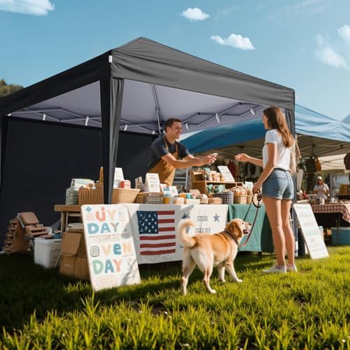 Driftalia 10x10 Pop Up Canopy Tent with Sidewalls, One-Push Instant Setup