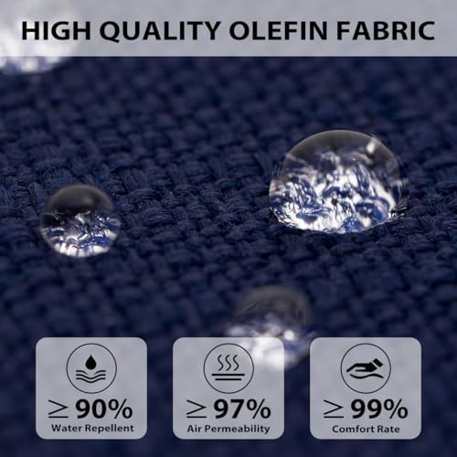 Olefin 6 Inch Thick Chaise Lounge Cushion, Patio Pad Navy Blue 72x21x6