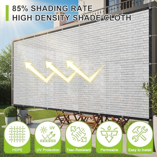 SUNNY GUARD 85% Aluminum Sun Shade Cloth, 6x8FT Heat Reflective Tarp