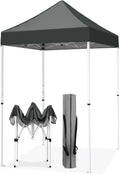 EAGLE PEAK 5x5 Pop Up Canopy Tent Instant Outdoor Canopy Easy Set-up Straight Leg Folding Shelter, Gray