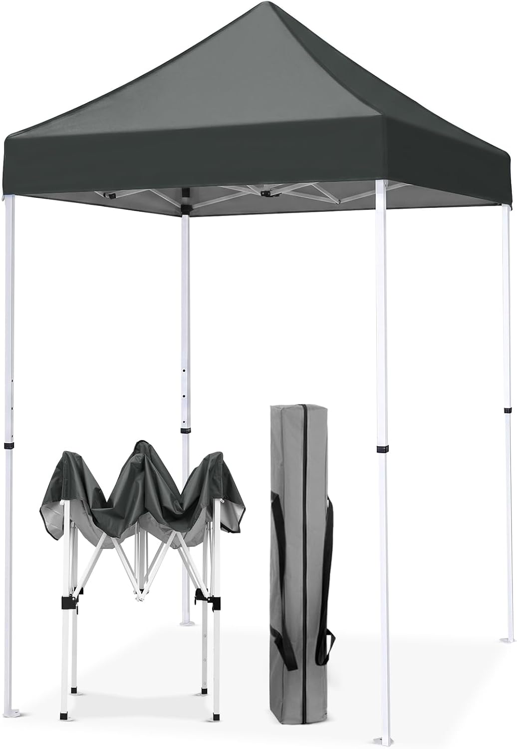 EAGLE PEAK 5x5 Pop Up Canopy Tent Instant Outdoor Canopy Easy Set-up Straight Leg Folding Shelter, Gray