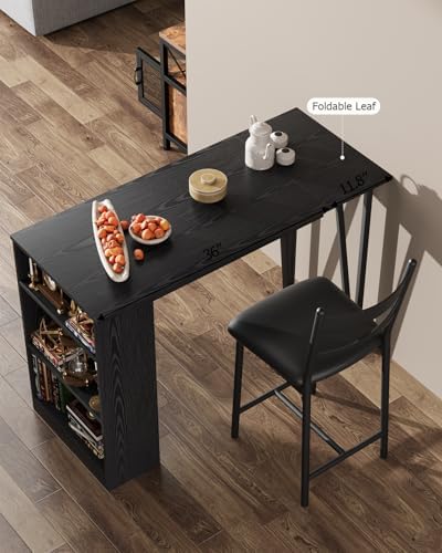 GarveeHome Extendable Bar Table Set for 2, Bar Table and Chairs Set, Black