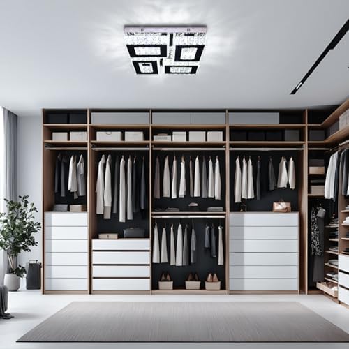 13.1" Modern Square Crystal Flush Mount Chandelier Ceiling Light cool white