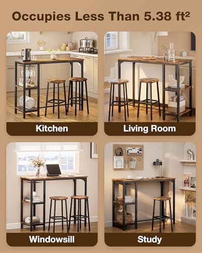 Qsun 3-Piece Bar Table Set for 2