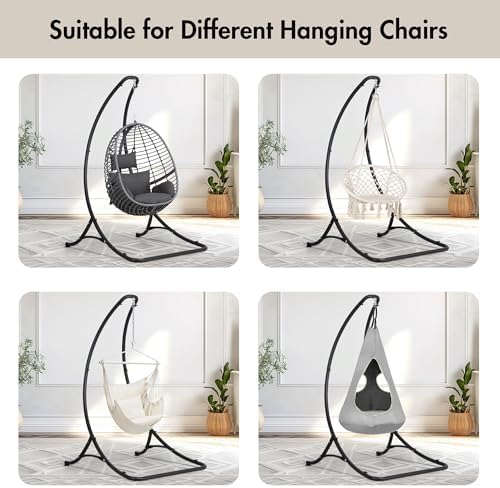 ANOW Heavy Duty Steel Hammock Chair Swing Stand Only for Outside, Black