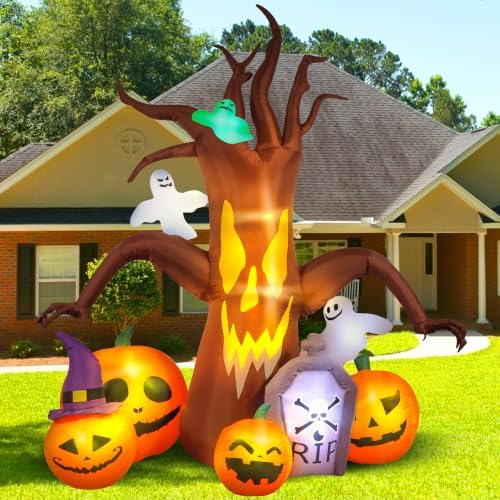 Max Fun 8FT Halloween Inflatables Decorations Inflatable Dead Tree Outdoor Decorations with LED Lights Built-in Blow Up Yard Decoration Pumpkin Ghost for Outdoor Garden Lawn(8Ft-Halloween Dead Tree)