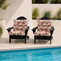 Magpie Fabrics Patio Tufted High Back Chair Cushion Set of 2-Botanical Red
