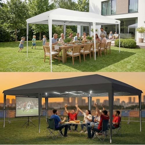 COBIZI 10x20 Canopy Tents for Parties 10x20ft Easy Setup Pop up Tents with Sidewalls & One Push Lock Waterproof Outdoor Large Shelter Party Tent for Wedding Car Port Events Patio Gazebo(Black)