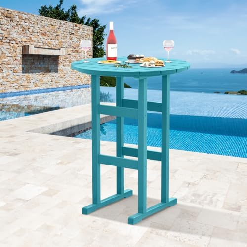 Sundale Outdoor Adirondack Round Bar Table, 39” Height Patio Pub Deck Table