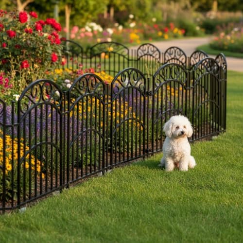5 Panel 32in Decorative Garden Fence, 11ft No Dig Metal Border