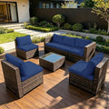 Loungewave Outdoor Cushion Covers, Patio Cushion Covers (Navy Blue,12Pcs-M)