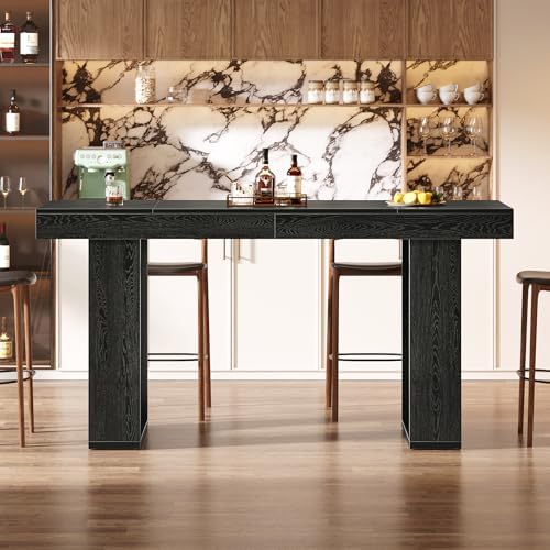 Tribesigns 70.9-Inch Extra Long Bar Table, Modern Counter Height Pub Table, Rectangular Home Coffee Bar Unit with Sturdy Legs, for Living Room, Kitchen, Bistro, Black