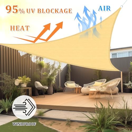 Shade&Beyond 16'X16'X16' Sun Shade Sail Sand Triangle