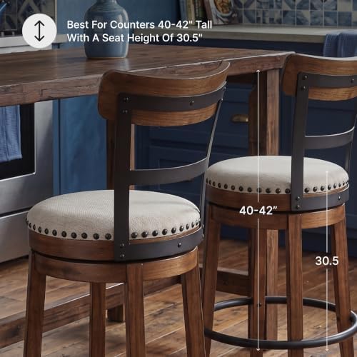 Signature Design by Ashley Valebeck Swivel Bar Stool with Back, 30 in
