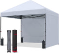 COOSHADE Pop Up Canopy Tent with 2 Sidewalls, 8x8, White