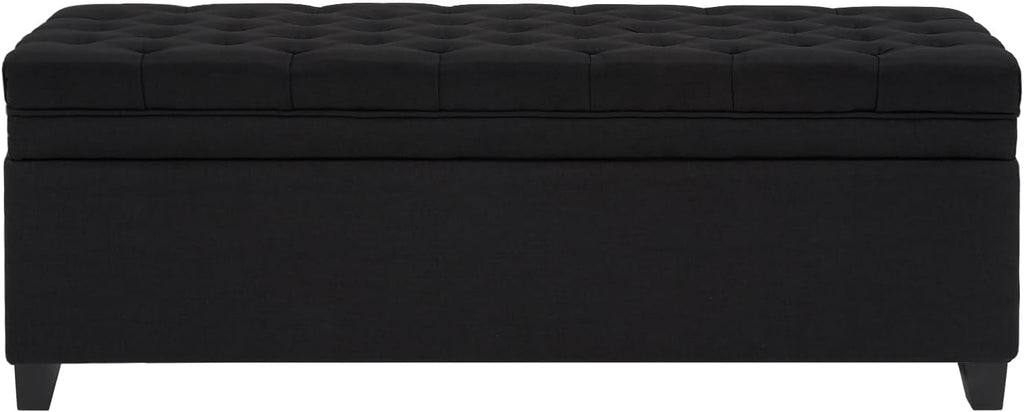 adochr 50" Fabric Storage Ottoman, Modern End of Bed Bench, Black