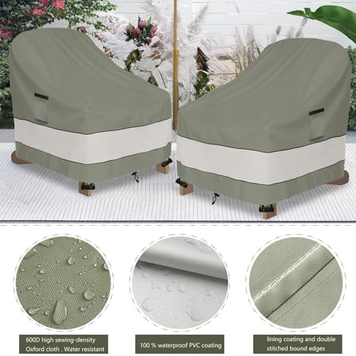 Outdoor Adirondack Chair Cover 2 Pack,Waterproof 100% Patio Chair Covers,32W x 35D x 36H inch,Patio Adirondack Chair Cover for Outdoor Chair -Grayish Green