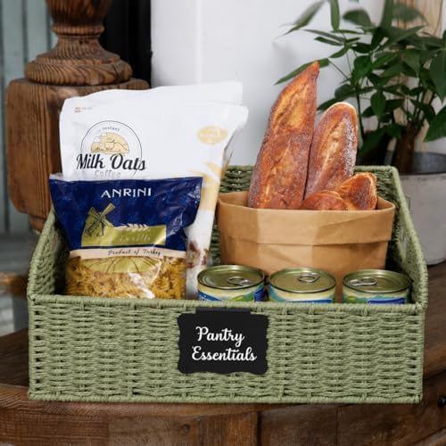 Pantry Baskets for Organizing,Wicker Storage organizers,3Pack,Green