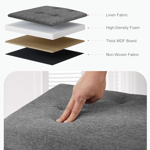 Sweetcrispy 43 Inch Folding Storage Ottoman Bench, Ottoman with Storage