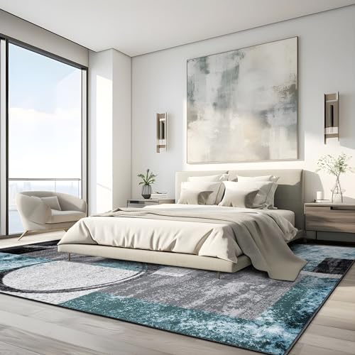 Rugshop Circle Design Contemporary Fade-Resistant Area Rug Gray 12' x 15'