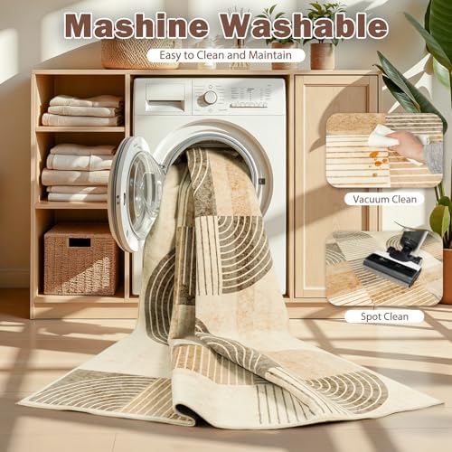 Washable Area Rugs for Bedroom Living Room 4x6 ft, Non-Slip Modern Rug
