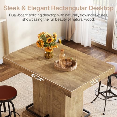 Tribesigns 47" Bar Table, Industrial Bistro Pub Table with Metal Footrest, Rectangular Counter Height Table for Small Bar, Dining Coffee Cocktail Living Room