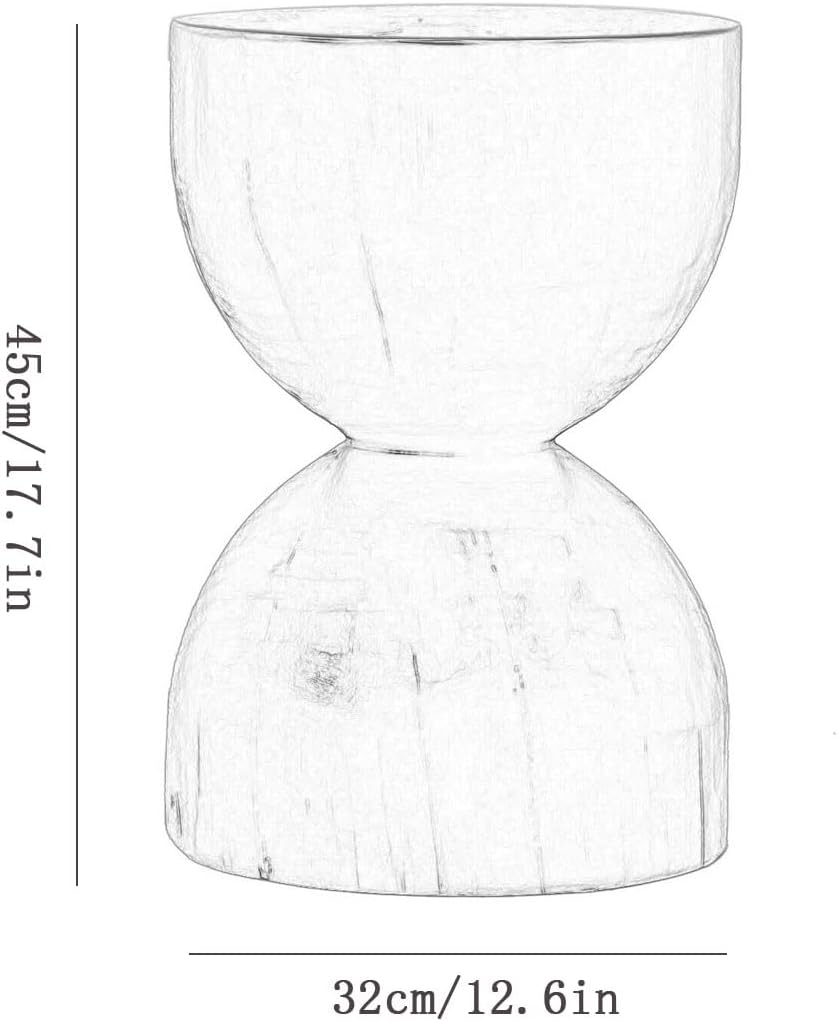 Natural Wooden Pillar Side Table – Round tree Wood Drum-Shaped Coffee Table
