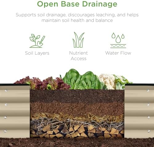 Best Choice Products 8x2x1ft Outdoor Metal Raised Garden Bed, Oval Deep Root Planter Box for Vegetables, Flowers, Herbs, and Succulents w/ 108 Gallon Capacity - Beige